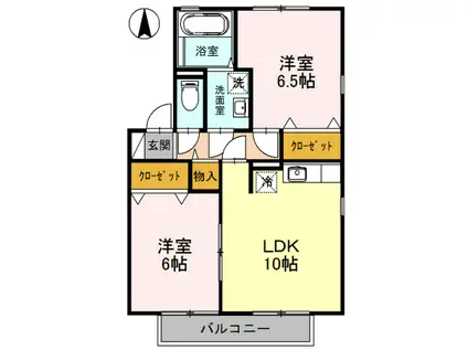 リビングタウン太田A/B/C/D(2LDK/2階)の間取り写真