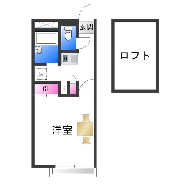 レオパレス繁田(1K/1階)の間取り写真