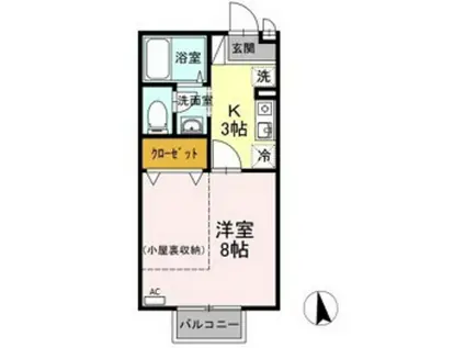 ソレイユ・ジンA棟(1K/2階)の間取り写真