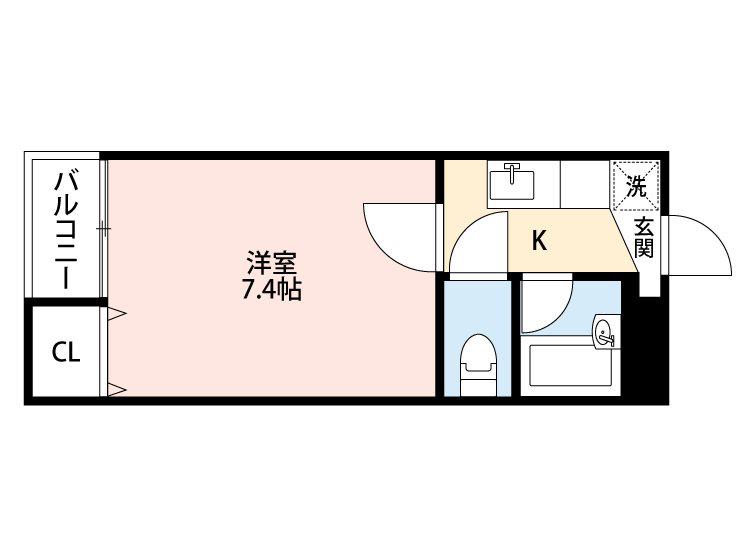 サングラッド黒髪(1K/3階)の間取り写真
