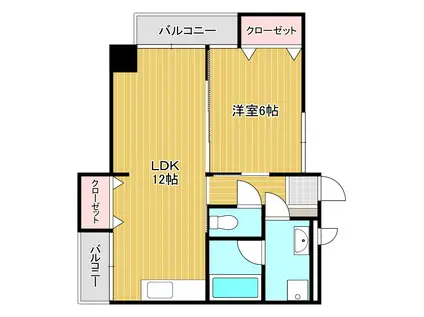 ビブレ北方(1LDK/4階)の間取り写真