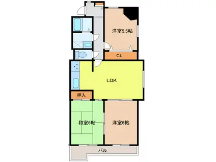 グランドハイリス上社(3LDK/4階)の間取り写真