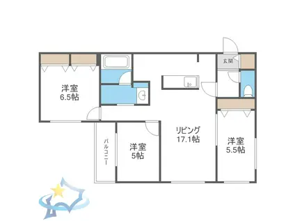 ノース SEA ROAD(3LDK/3階)の間取り写真