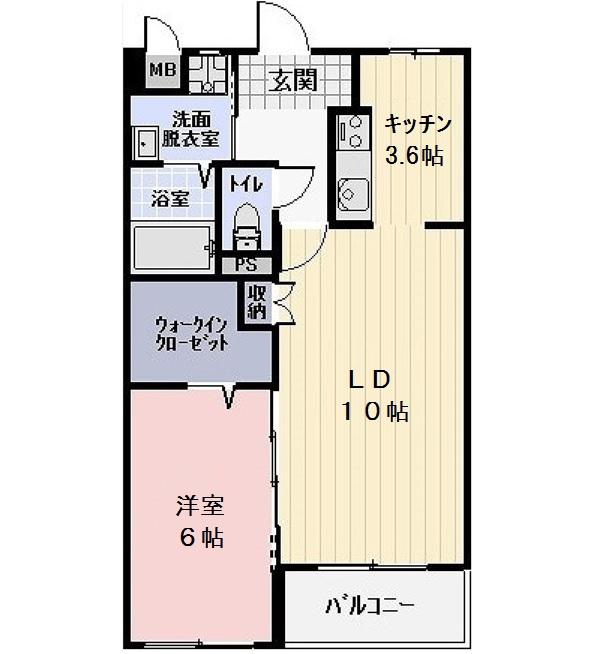 フラッツ幸B棟(1LDK/1階)の間取り写真