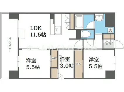 アーバネックス中崎町II(3LDK/6階)の間取り写真