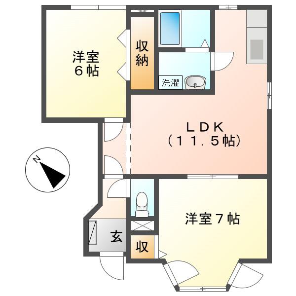 ファミール彦崎(2LDK/1階)の間取り写真