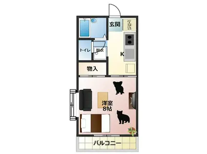 サカモトハイツ C棟(1K/2階)の間取り写真