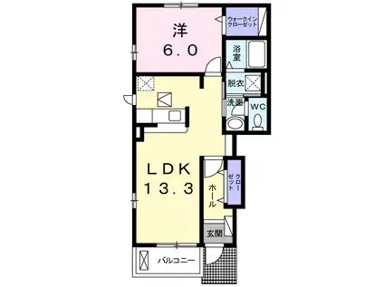 ラッフィナートI(1LDK/1階)の間取り写真