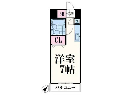 マルベリーコート(ワンルーム/4階)の間取り写真