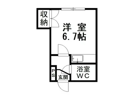 富士マンション暁(ワンルーム/4階)の間取り写真