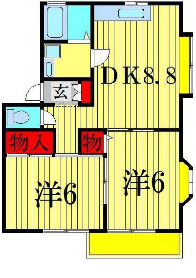 ヴェルドミール(2DK/2階)の間取り写真