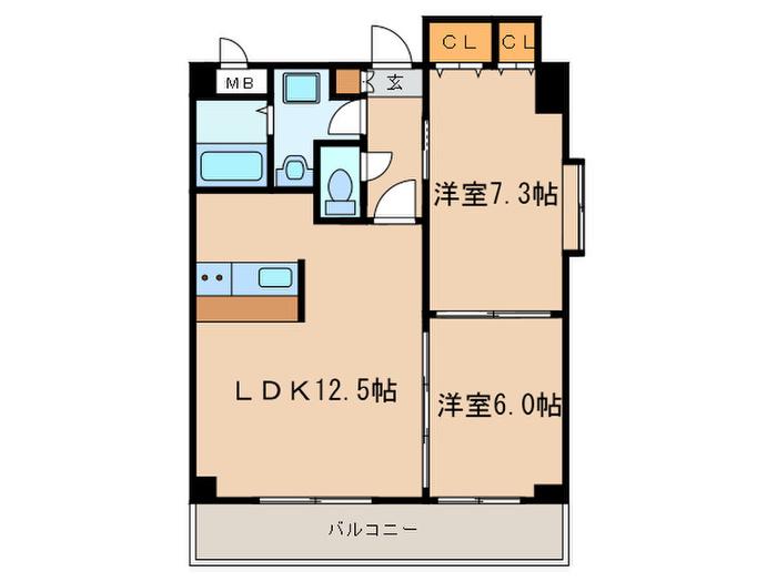 ツインコート(2LDK/3階)の間取り写真