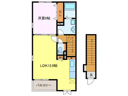 フェリオA棟(1LDK/2階)の間取り写真