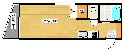 OKKビル(ワンルーム/2階)の間取り写真