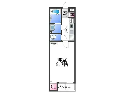 クレイノまつがおか(1K/1階)の間取り写真