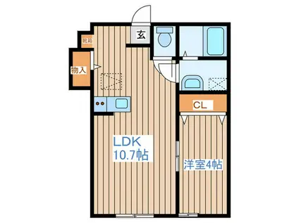 プラスリバーII(1LDK/1階)の間取り写真