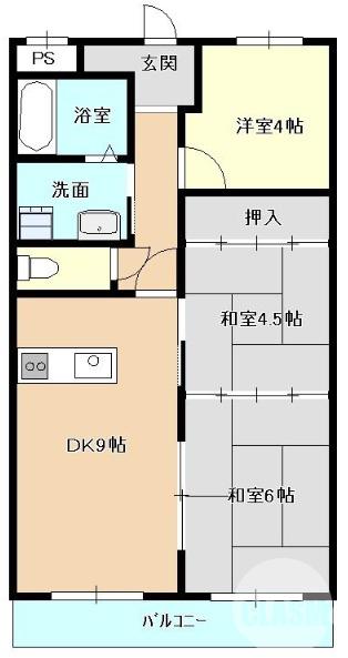 ウィスタリア藤(3LDK/3階)の間取り写真