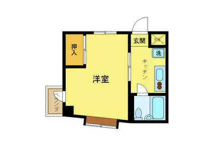 芦花ハイツ(1K/2階)の間取り写真