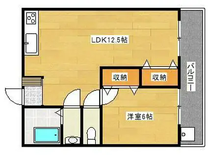 メゾンとおる(1LDK/2階)の間取り写真