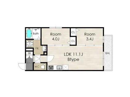 アヴァンティオヴィヴレ(2LDK/2階)の間取り写真