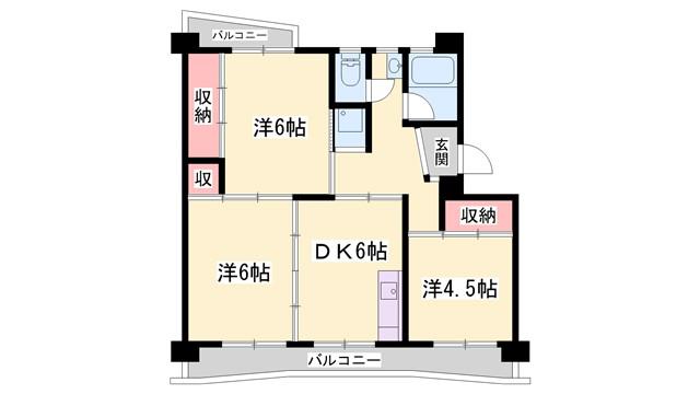 ビレッジハウス志染(3DK/3階)の間取り写真