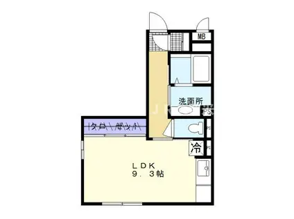 レスピラールI(1K/1階)の間取り写真