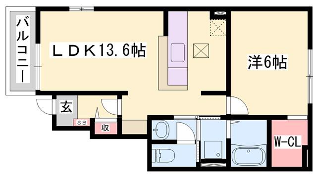 ポルトボヌール(1LDK/1階)の間取り写真