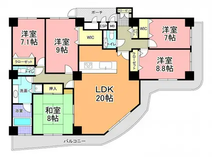 三の丸グランキャッスルタワー(5LDK/20階)の間取り写真