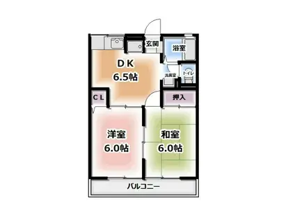 メゾンクリスタル(2DK/2階)の間取り写真