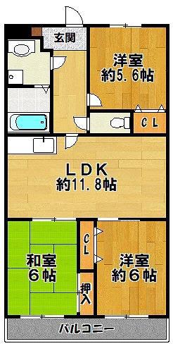 サンシャイン西山(3LDK/2階)の間取り写真