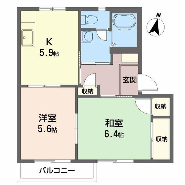 フォーレス新町(2K/2階)の間取り写真