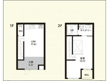 TRAIL HOFU HACHIOJIアトリエ(1LDK/1階)の間取り写真