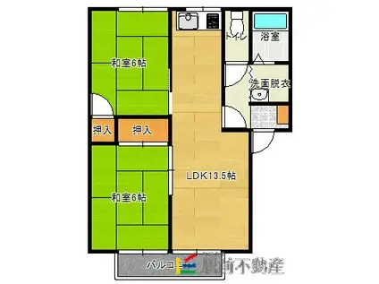 クレール三洋(2LDK/2階)の間取り写真