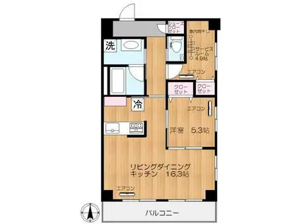 モンテヴェルデ神楽坂弐番館(1SLDK/2階)の間取り写真