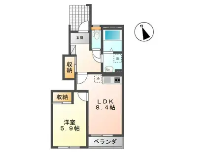 ＪＲ東北本線 村崎野駅 徒歩24分 2階建 築18年(1LDK/1階)の間取り写真