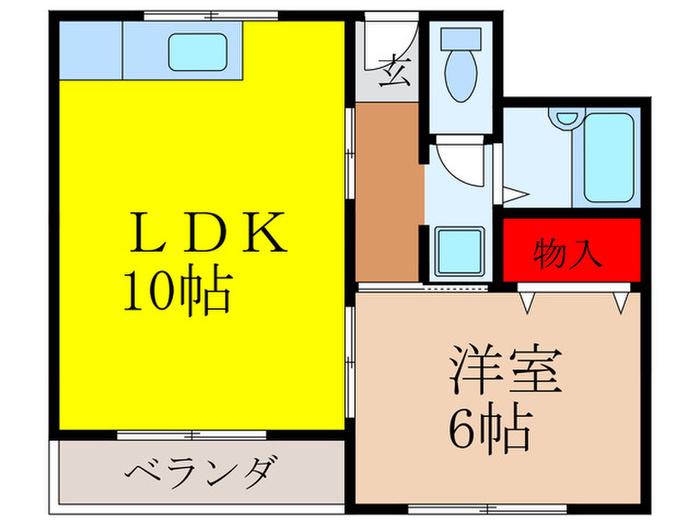 山川ハイツノースサイド(1LDK/3階)の間取り写真