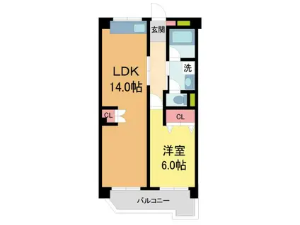 橋本マンション(1LDK/2階)の間取り写真