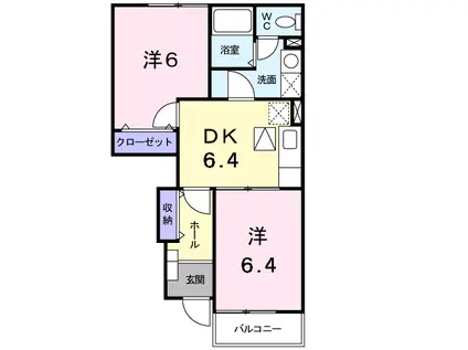 ボヌールMVI(2DK/1階)の間取り写真