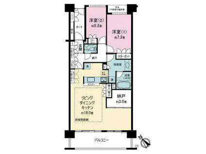 新百合ヶ丘レガートプレイス(2SLDK/7階)の間取り写真