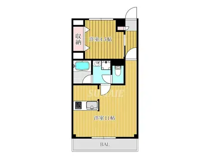 モンプラトー平山(1LDK/2階)の間取り写真