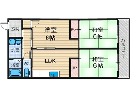 寺川マンション(3LDK/3階)の間取り写真