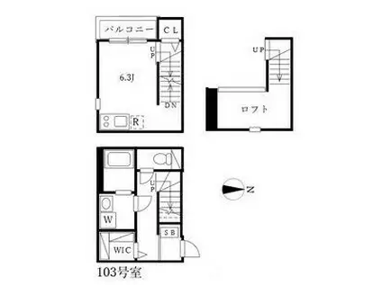 ハーモニーテラス二番II(1SK/1階)の間取り写真