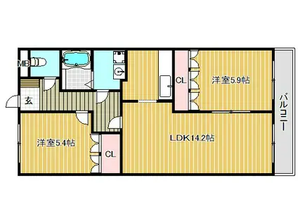 サンクレールIII(2LDK/3階)の間取り写真