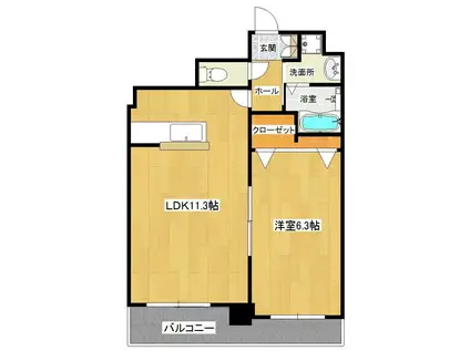 グランドスカイ上之園(1LDK/2階)の間取り写真