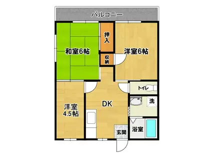 金子ハイツ(3DK/2階)の間取り写真