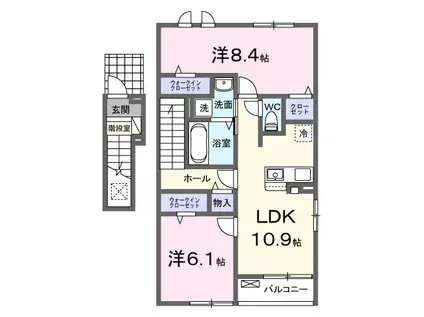 プラシードヒル IX(2LDK/2階)の間取り写真