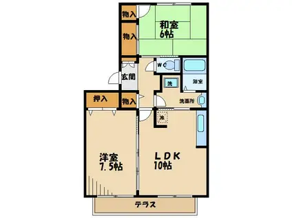 パインアベニューハイム(2LDK/1階)の間取り写真