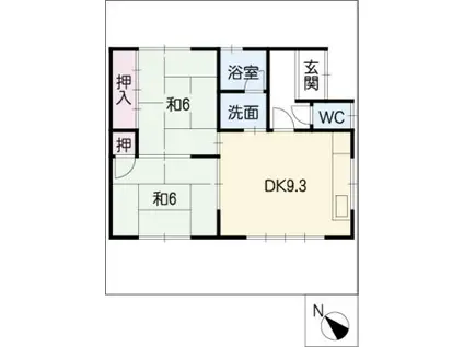 グローリー1 B棟(2DK)の間取り写真