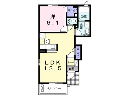 ゼファーB(1LDK/1階)の間取り写真