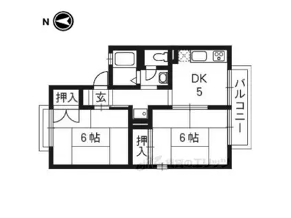 コスミックウィング小栗栖(2DK/1階)の間取り写真